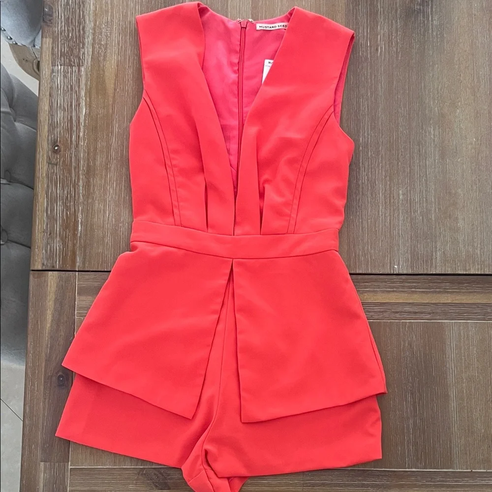 Mustard Seed size XS Red Romper - Picture 2 of 5